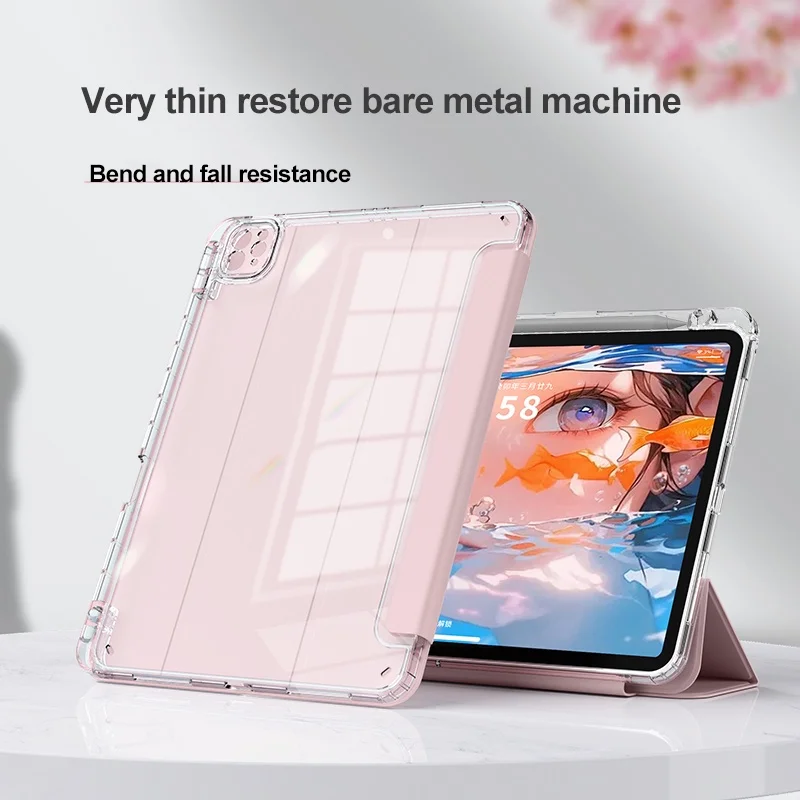 

For iPad Pro11 2022 10th 10.9 Air 5 4 3 Pro 2 1 7th 8th 9th 10.2 Mini 6 5 4 3 2 1 Three Fold Sleep Protection Case With Pen Slot