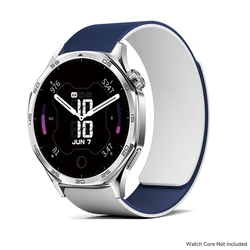 Lychee Pattern Silicone Watch Strap - Universal Smartwatch Band, 20/22mm - 22mm Width (Blue White)