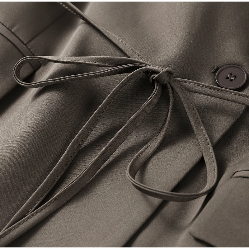 Fashion Solid drehen-unten Kragen Mantel Frauen Wolle Mischung Spitze Up Alle-spiel Mid-länge Blazer 2025, dame Herbst Winter Chic Mantel – Detail 4