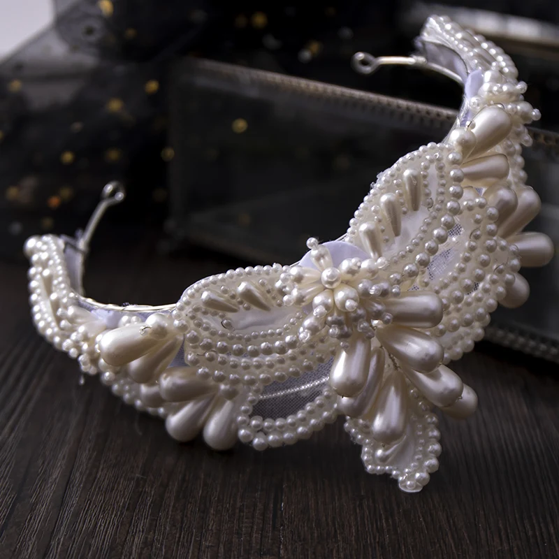 Whitney Wedding Collection Ivory Bridal Wedding Pearls Crown bijoux de tete mariage аксессуары для волос