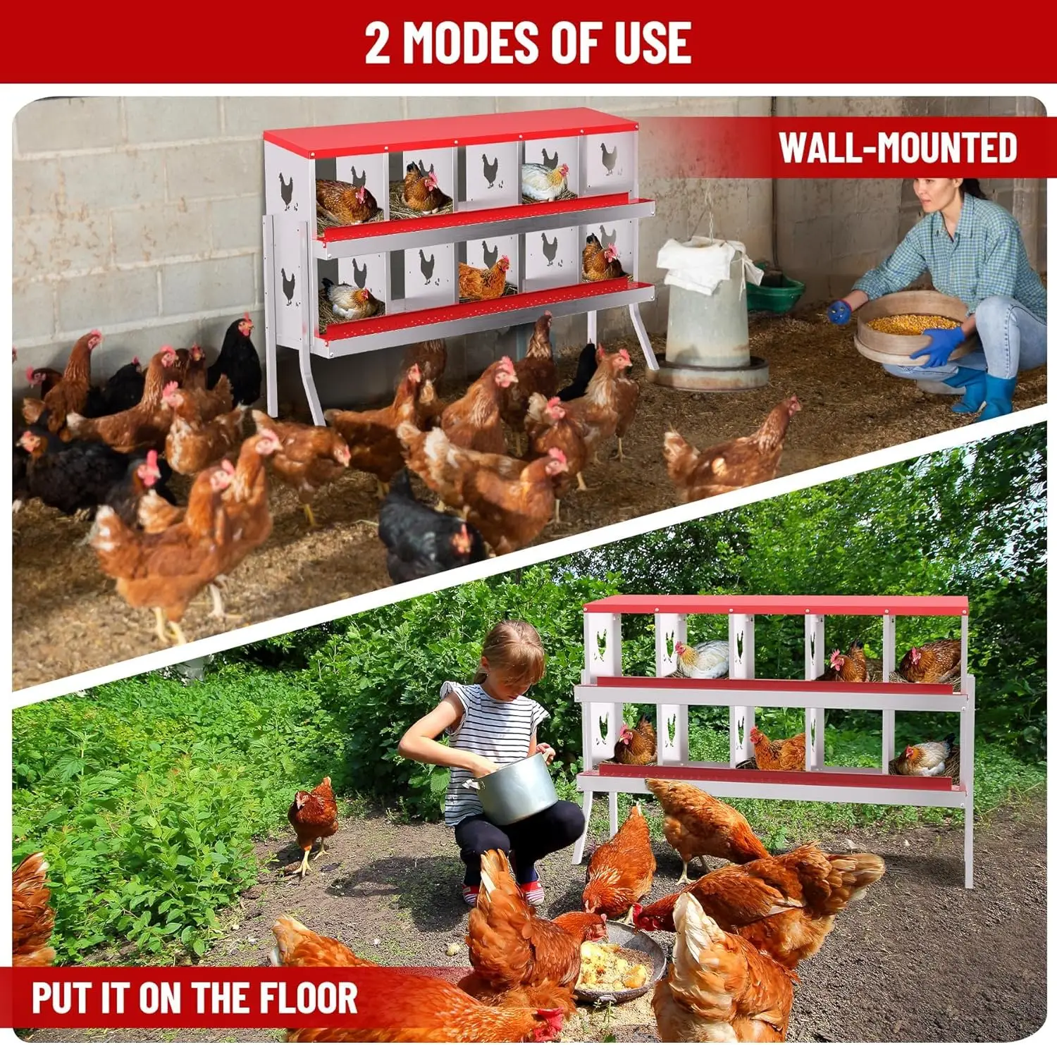 6 8 10 Grids Chicken Nesting Box for Laying Eggs Roll Away Nesting Boxes Easy Egg Collection Cleanable Pull Out Hen Roosting Box 3