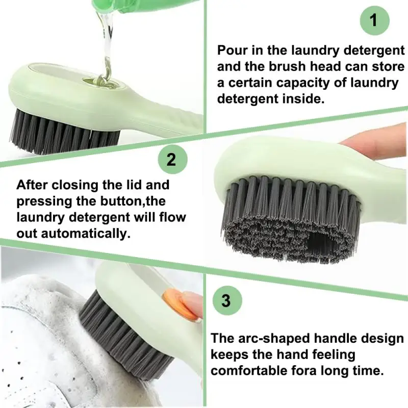 1/2pcs Shoes Brush Automatic Liquid Discharge Multifunction Press Out Shoes Cleaner Soft Bristles Clothes Brushes Cleaning Tool
