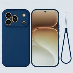 Fashionable Solid Color Shockproof Liquid Silicone Phone Case with Lanyard for Honor 600 (Deep Blue)