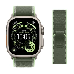Enhanced Alpine Loop Nylon Trail Watch Band Strap for 40mm 41mm S10 - 42mm (Green Neon - Black)