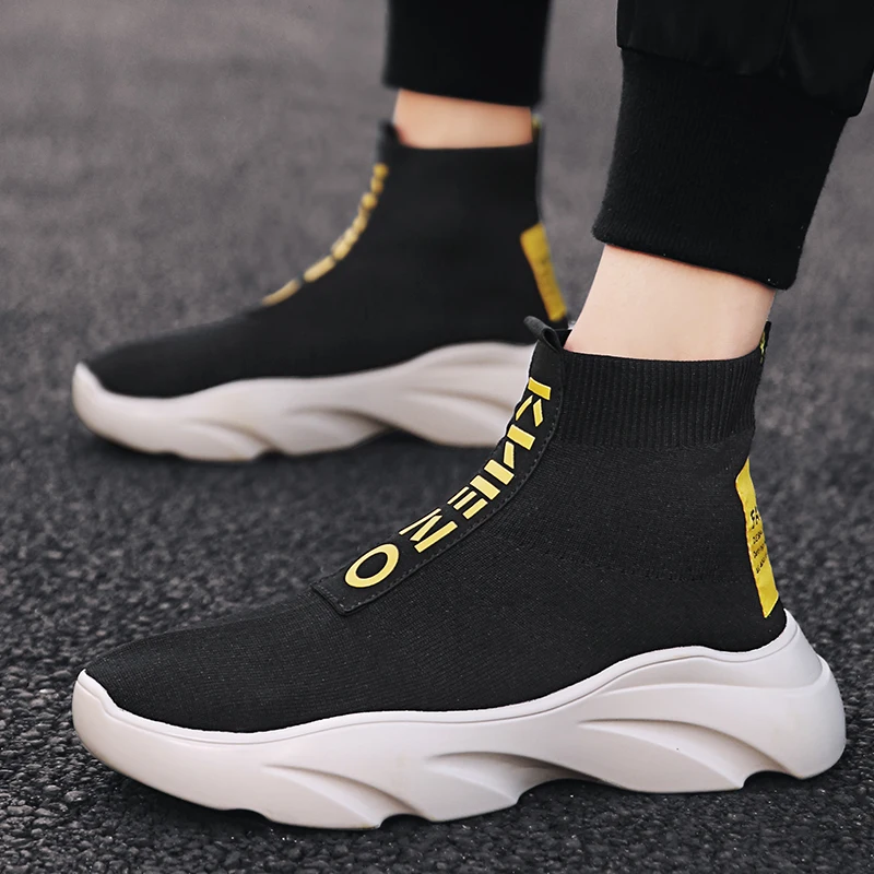 Men Vulcanized Shoes High Top Casual Sports Shoes Breathable Jogging Shoes Platform Sneakers Socks Ankle Boots Chaussure Homme 5