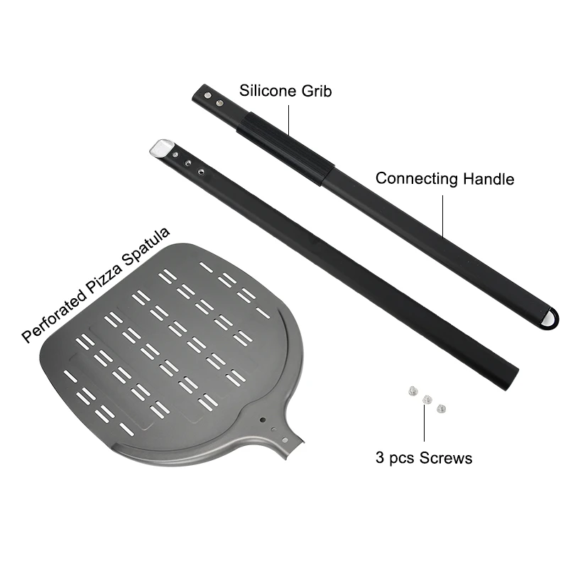 Description Picture 3 of itemPizzAtHome 12 Inch Apple Shape Perforated Pizza Peel Pizza Shovel Aluminum Hard Coating Pizza Peel Paddle Short Pizza Tool