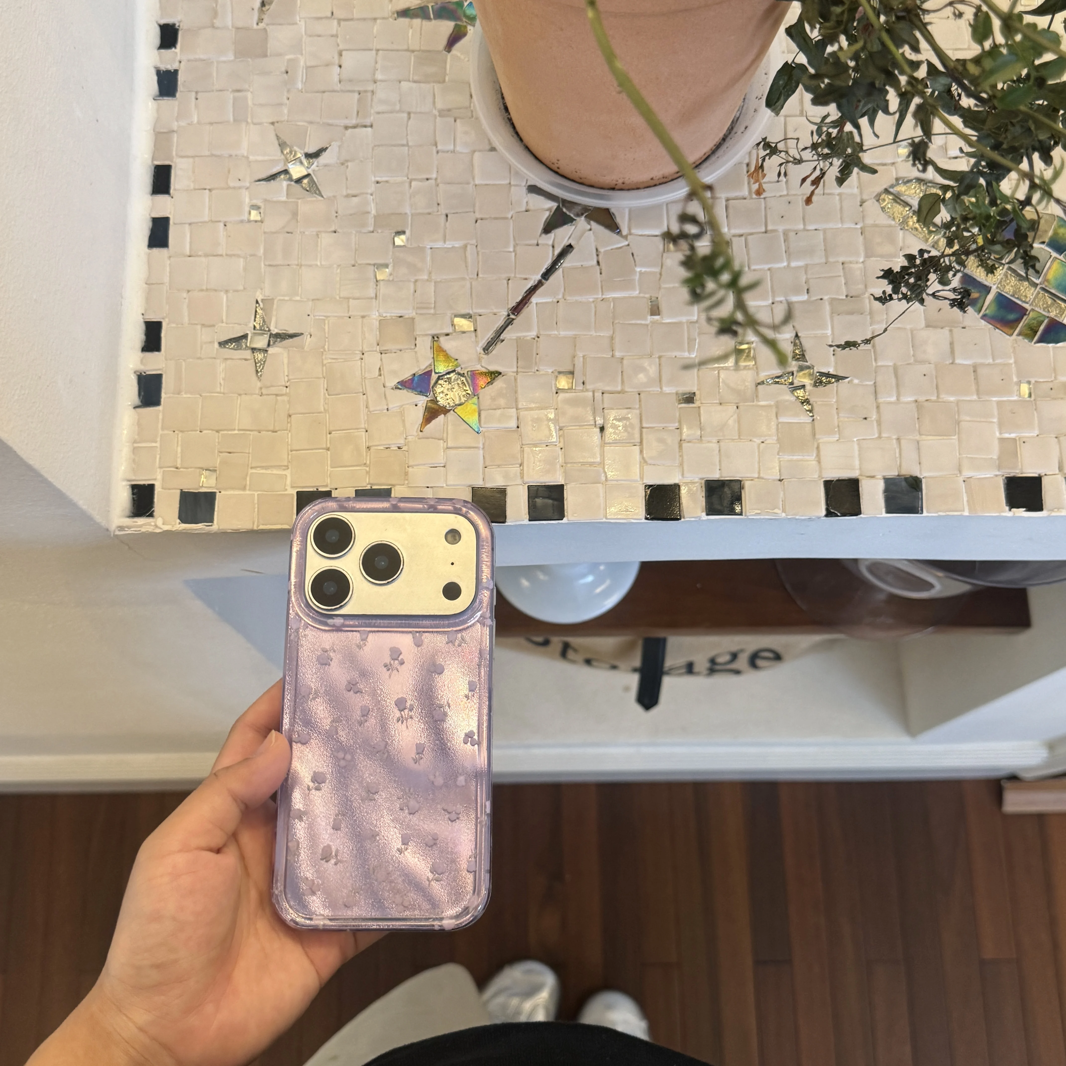 Luxury Fashion Purple Floral Pattern Glossy Protective Phone Case Cover