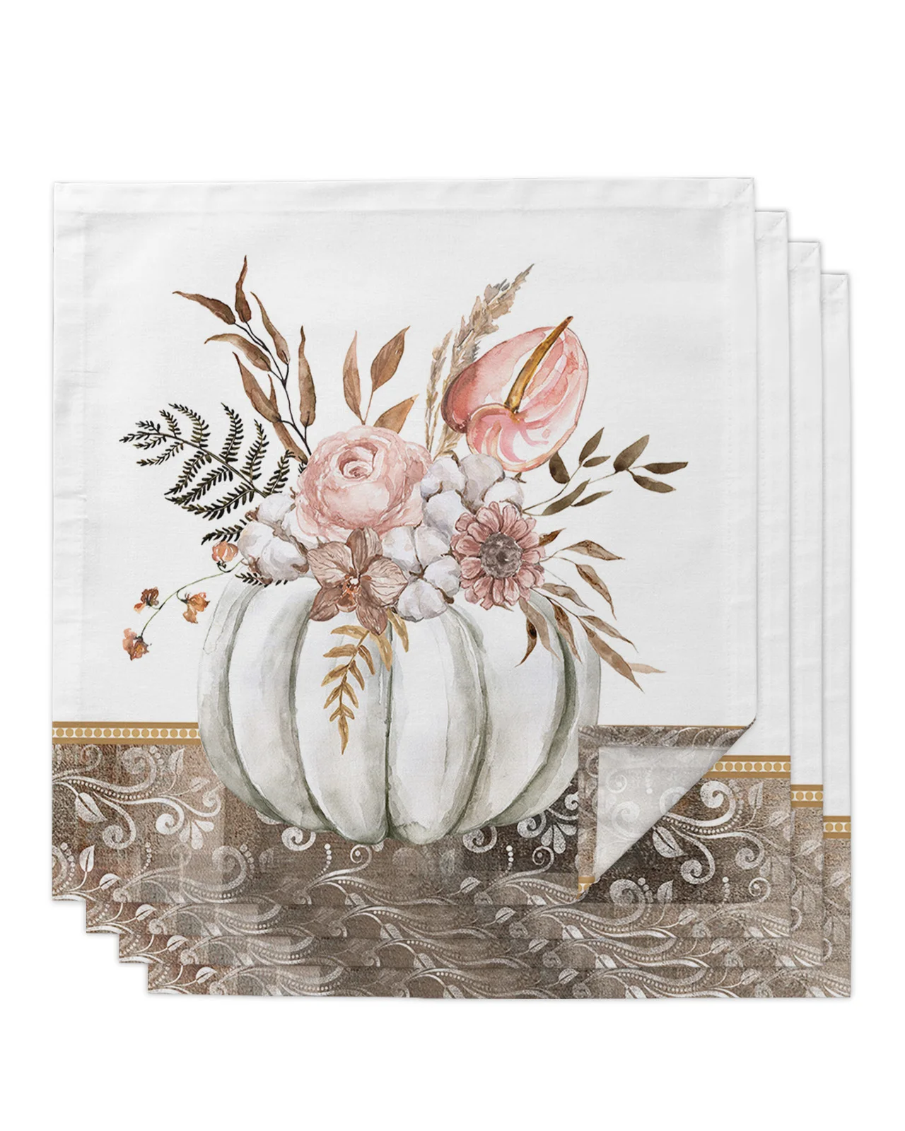 

Thanksgiving Pumpkin Leaves Table Napkins Cloth Set Handkerchief Wedding Party Placemat Holiday Banquet Tea Napkins