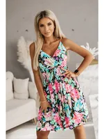 New Fashion Women's  Summer Wrap Pleated Dresses Ladies Floral Print Sexy Spaghetti Strap Sling DressBeach Dress A Line Sundress - Image 5