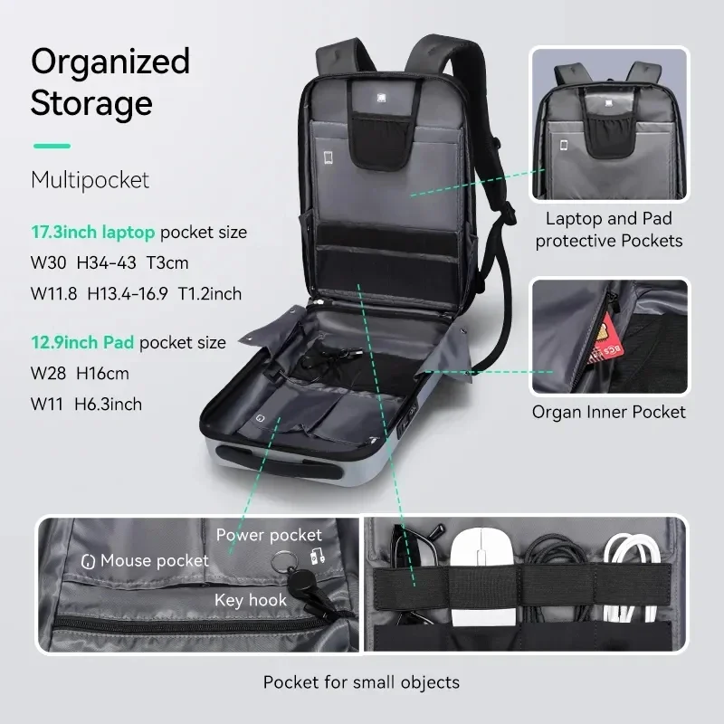 Waterproof Laptop Backpack with Password Lock for Travel and Cycling