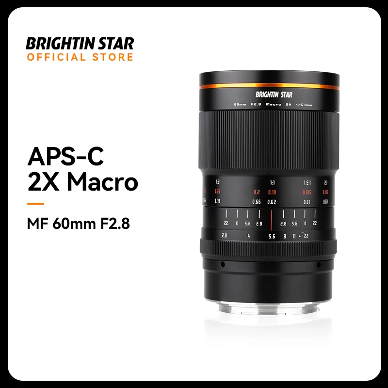 Brightin Star 60Mm F2.8 Ii 2X Ingrandimento Macro Messa A Fuoco Manuale Obiettivo Fotocamera Mirrorless Per Sony Canon Nikon Fuji M43Zv-E10 Fx30