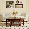 Oval Coffee Table for Living Room, Cherry Solid Wood Coffee Table with Storage Drawer, Victorian Antique Vintage Coffee Table 3