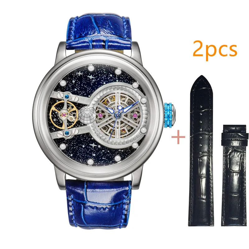 Hanboro Starry Sky Man Watch Automatic Mechanical Earth Universe Orologi Impermeabili Per Uomo Orologio Luminoso Montre Homme Luxe