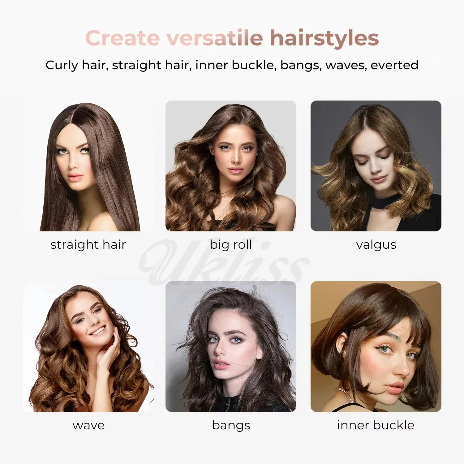 3 in 1 Thermal Brush Heated Curling Iron Brush Ceramic Hair Curler Roller Volumizing Brush Curling Comb Double PTC Curling 5