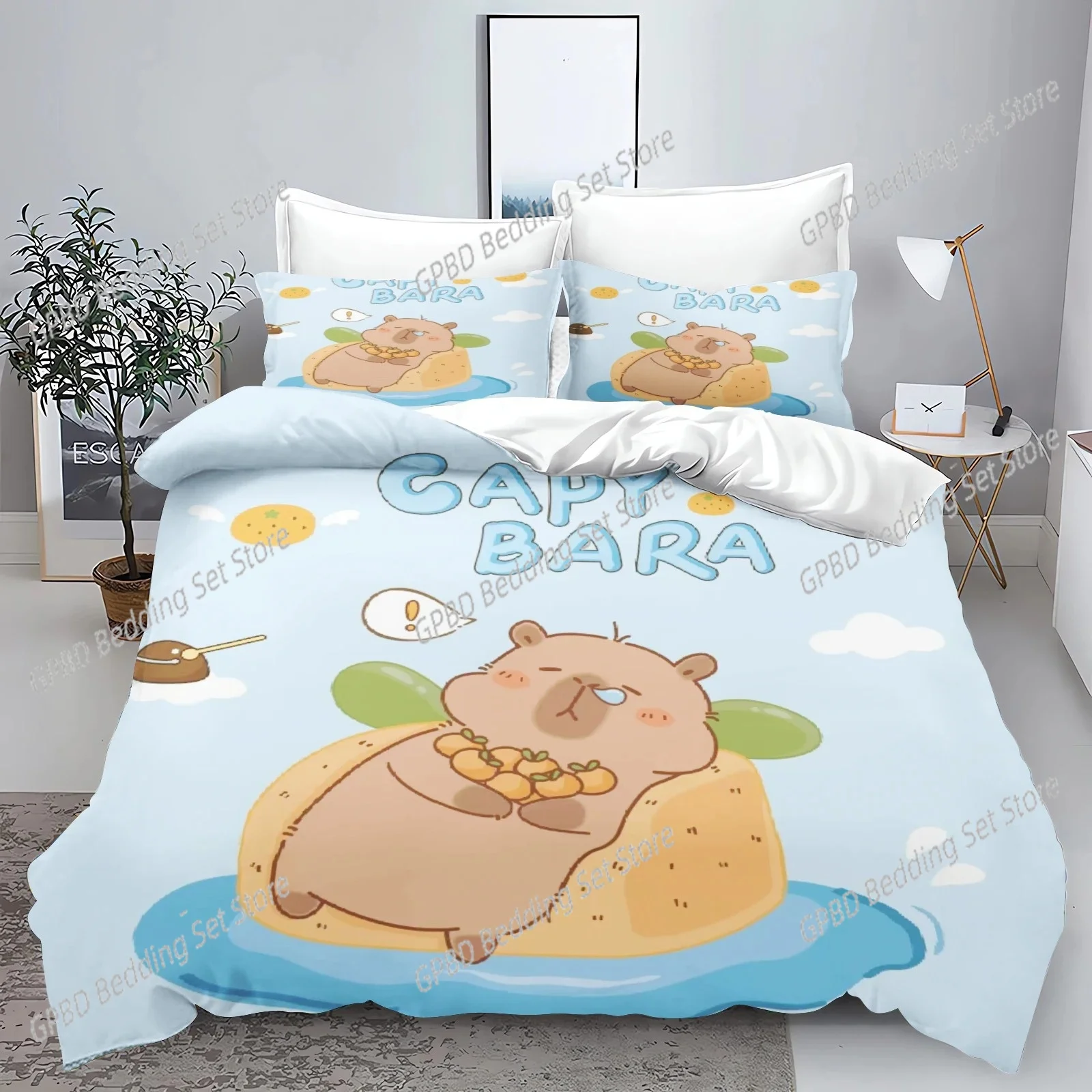 New 3d Print Kawaii Animal Capybara Bedding Set Boys Girls Twin Queen Size Duvet Cover Pillowcase Bed Kids Adult Home Textiles 5