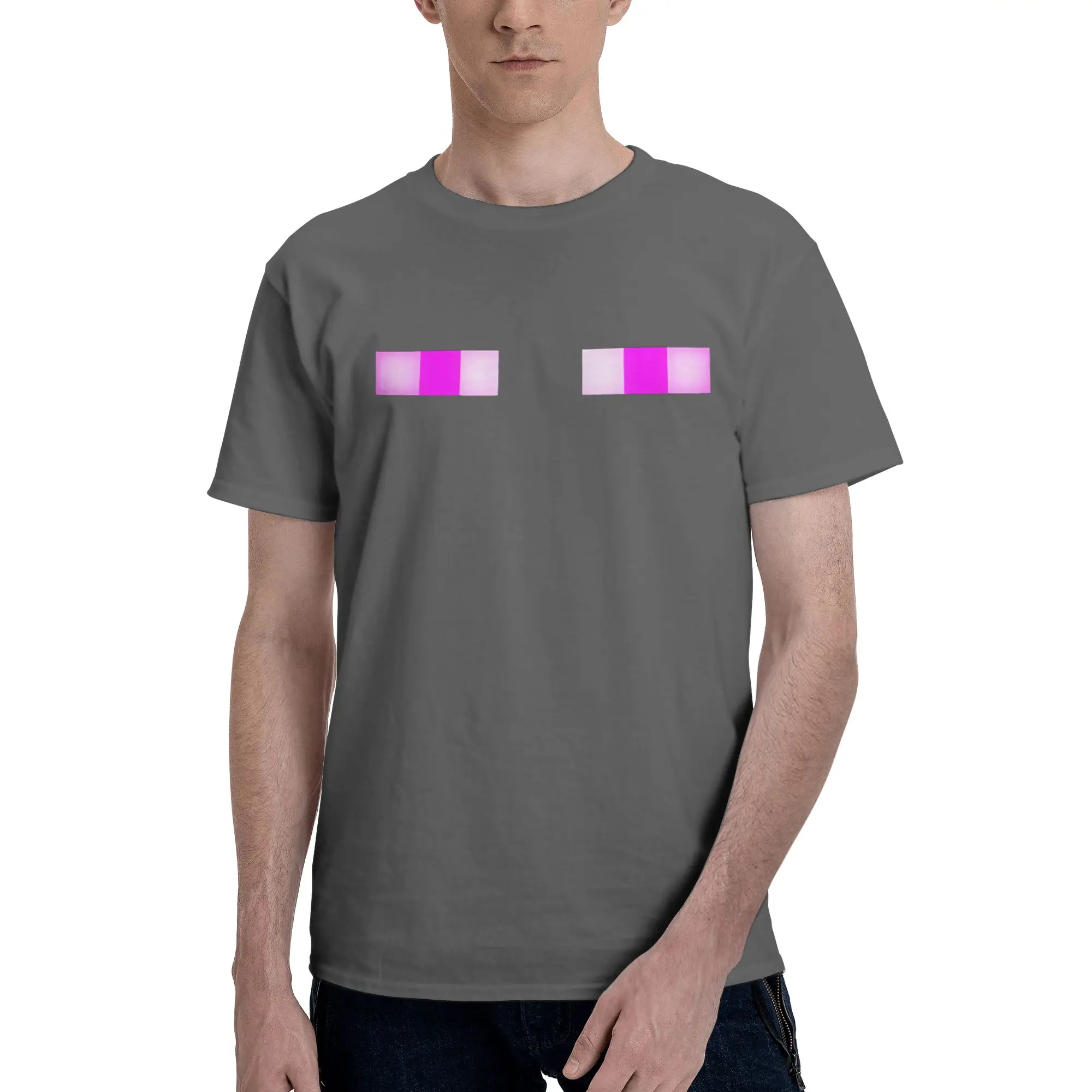 Enderman Eyes 게임 그래픽 프린트 티셔츠 남성 여성 반팔 코튼 티셔츠 남성 티셔츠 2026 여름 신작 남성 의류