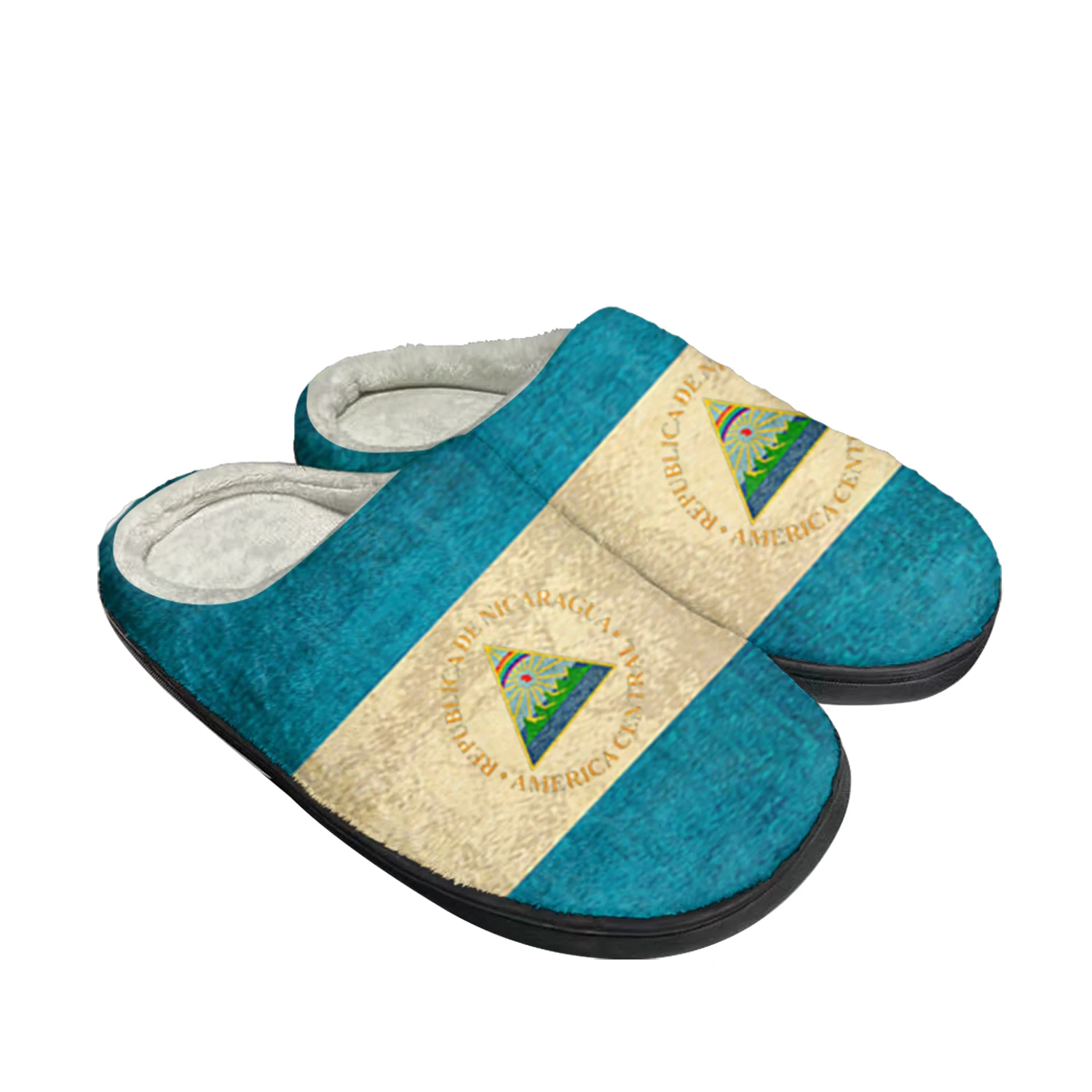 

Домашние хлопковые тапочки с никарагуанским флагом на заказ, мужские и женские сандалии, Никарагуа, плюшевая спальня, Повседневная сохраняющая тепло обувь, термотапочки