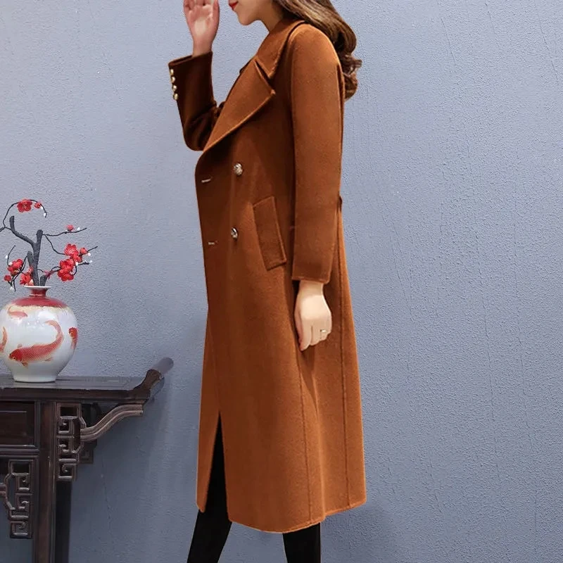 S-5XL High Quality Cashmere OutCoat For Women's 2025 New Winter Fashion Loose Fitting Long Woolen Coat Double-Breasted OutCoat