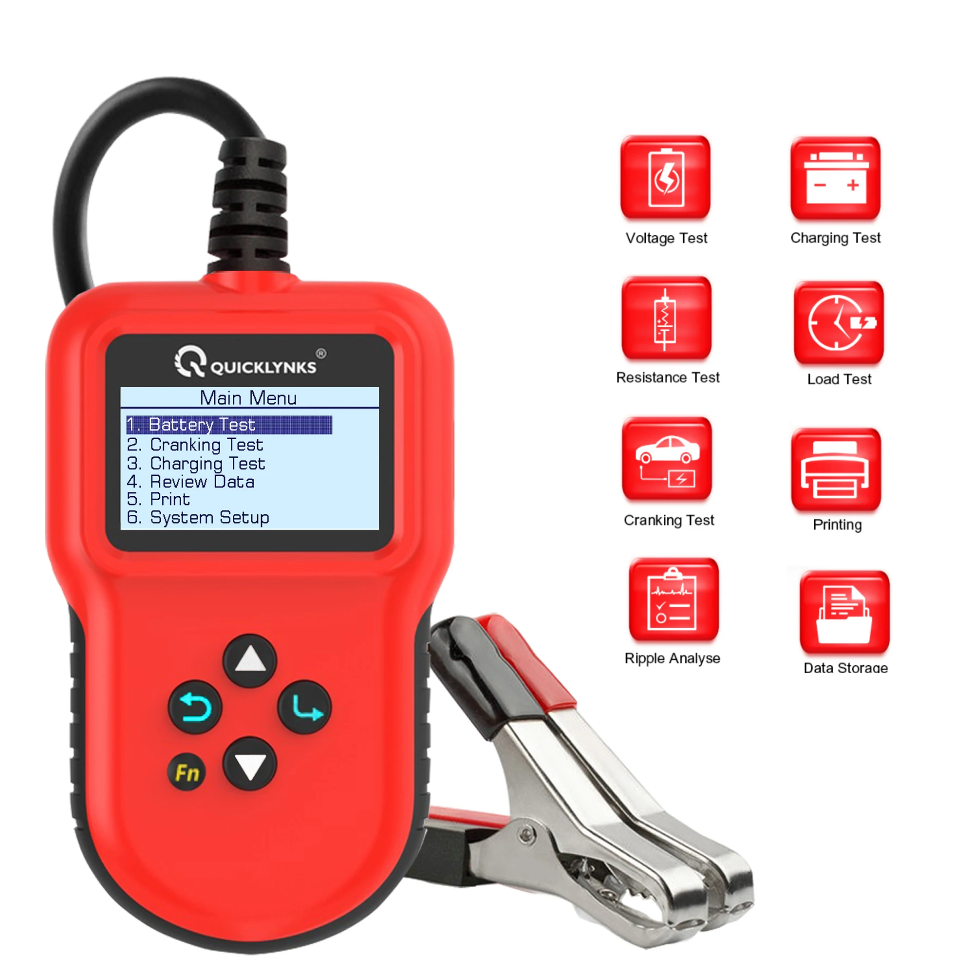 QUICKLYNKS BA106 Car Battery Tester 12V 100-2000CCA Cranking Charging Circut Tester Battery Analyzer 6/12 Volts Tools