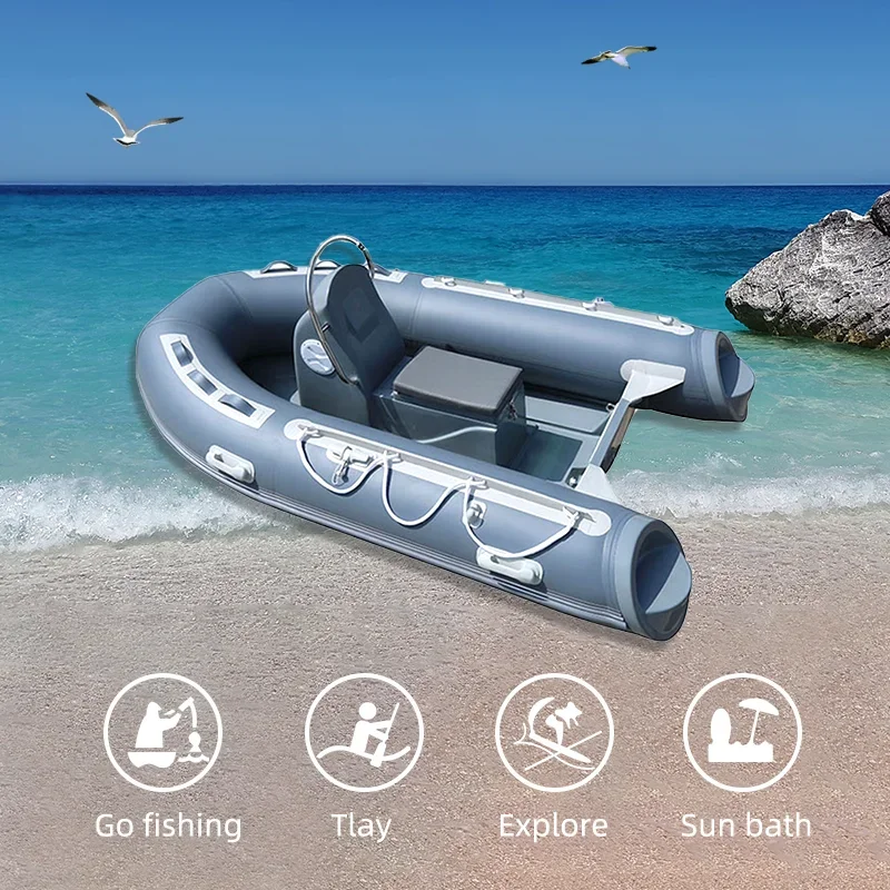 inflatable boat fishing rowing inflatable boats 2.7m rigid hull hypalon fiberglass rib boat