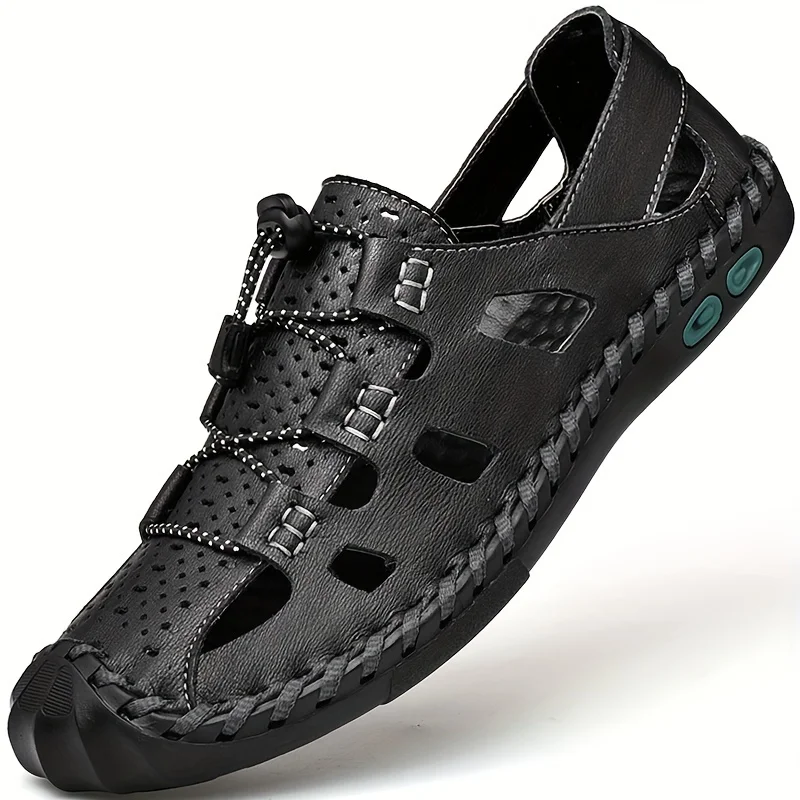 Size Men's Strap Sandals With Buckle, Durable Non Slip Outdoor Hiking Trekking Sandals, Comfy Beach Water Shoes, Spring And Summ