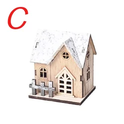 Luminous Christmas LED Wooden Cabin Ornament - Festive Home Decor & Kids Gift (C)