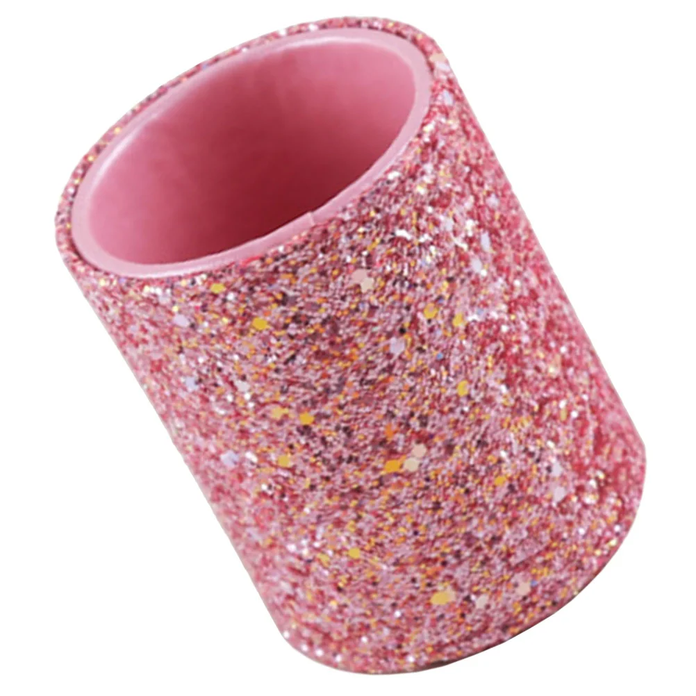 

Multipurpose Glass Glitter PU Eyebrow Pen Pencil Storage Cup Makeup Organizer Home Office Desk Decor