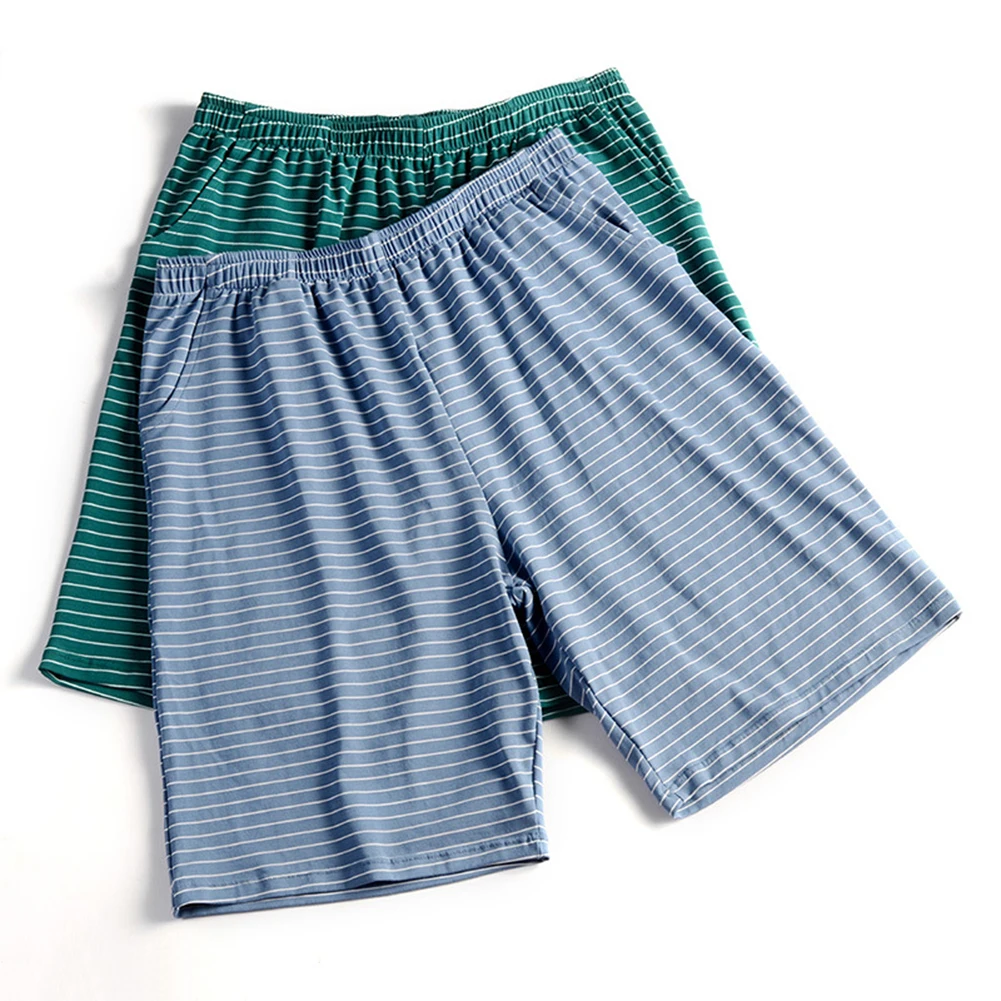 

Men Cotton Boxer Striped Sport Shorts Underpants Lenthen Soft Shorts Trunks Elasticity Middle Waist Pajama Breath Bottoms Wear