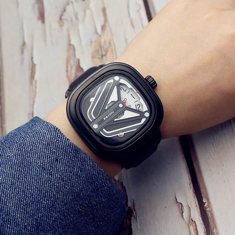 

Sdotter UTHAI CE95 Punk Style Square Turntable Boys Watch Trendy Men's Turntable Fashion Watch Wild Belt Waterproof Quartz Watch