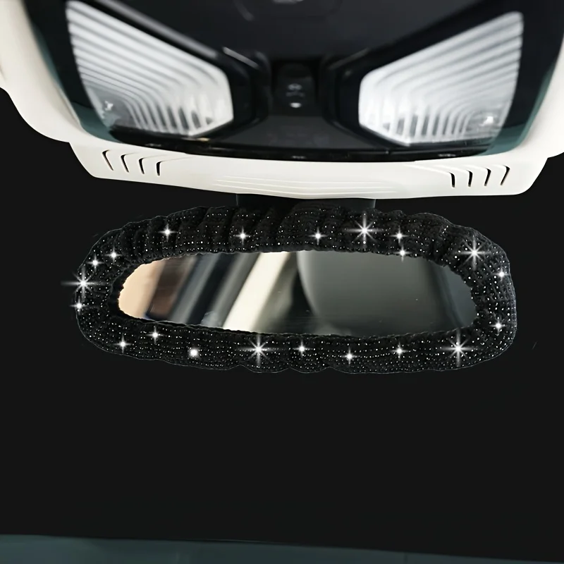 Rearview mirror cover Elegant Plush Bling Mirror Cover for Women-Universal Durable Auto Decor