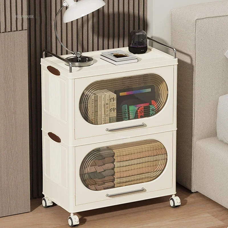 Nordic Multi-functional Home Portable Storage Cabinets Small Apartment Kitchen Cabinets Multi-layer Kitchen Cabinet with Pulleys 4