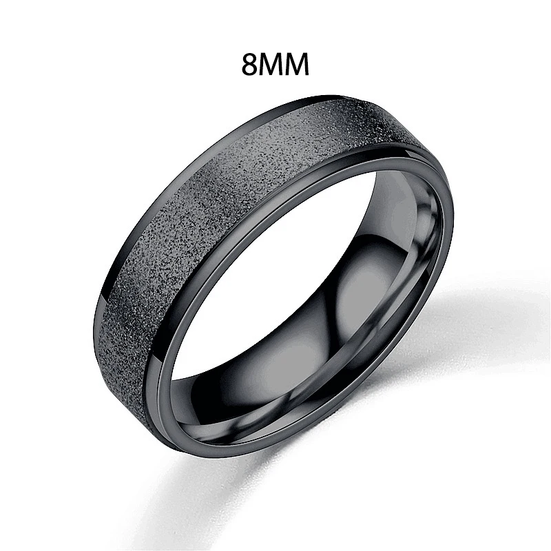 Stainless Steel Matte Frosted Band Ring - Unisex Fashion Jewelry Gift