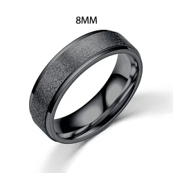 Stainless Steel Matte Frosted Band Ring - Unisex Fashion Jewelry Gift - 8 (Black 8MM)