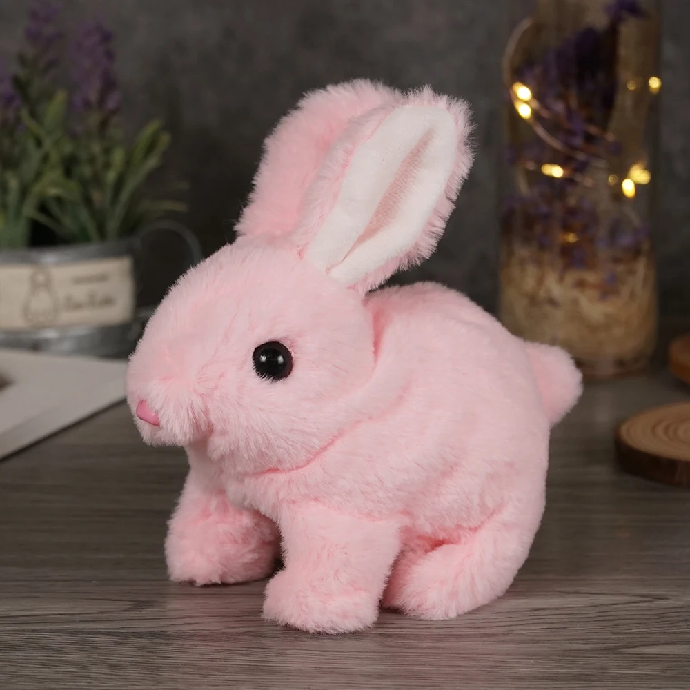Conejo de peluche eléctrico interactivo de pulgadas, muñeco de