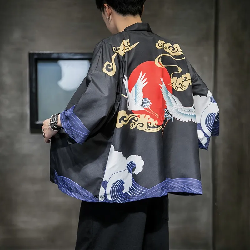 

Men's Kimono Shirt Men Japanese Clothing Japan Chinese Clothes Kimono Hanfu Haori Man Kimonos Traditional Style Fashion Asia Use