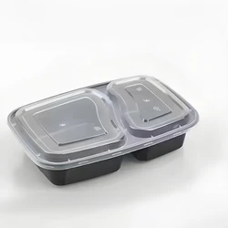 10 - Pack Durable Disposable Food Storage Containers with Lids - Stackable Microwave - Safe Kitchen and Refrigerator Organizers (2 - Compartment)