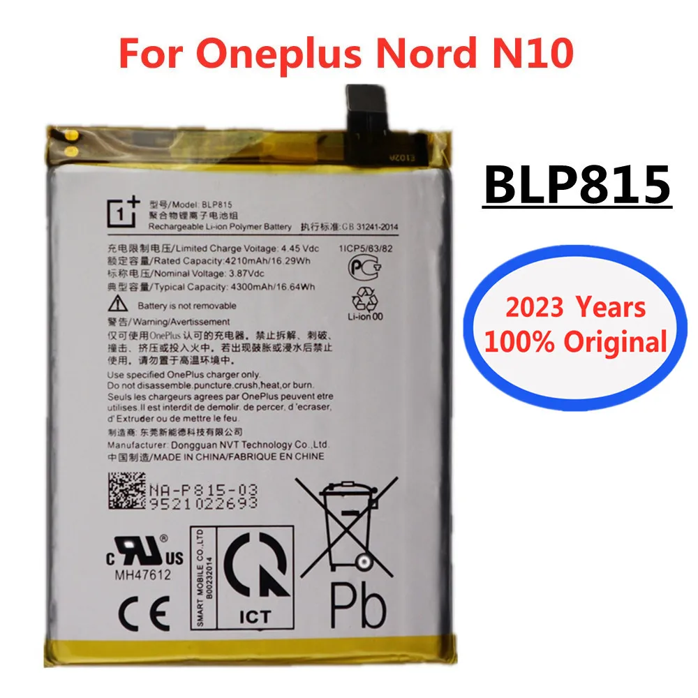 

2023 New Oneplus BLP815 4300mAh 1+ Phone Battery For OnePlus Nord N10 5G OPPO Smartphone Genuine Replacement Batteries Bateria