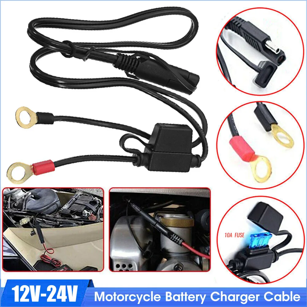 12V-24V Charger Cable Motorcycle Battery Output Connector Terminal To SAE Quick Disconnect Cable Eyelet Ring Terminal 1000 unids pack e1508 e1510 e1512 e1518 cable aislado terminal cable conector engarzado ferrules prensado terminaltubularawg 16