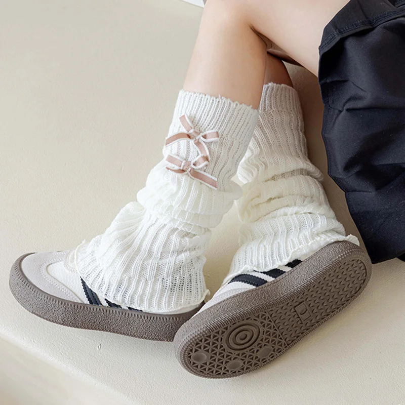 Baby Cute Rubbit Ear Bow Calf Leg Warmers for Kids Girls Fashion Children Pile Sock Soft Cotton Autumn Leg Warmers Knee Socks