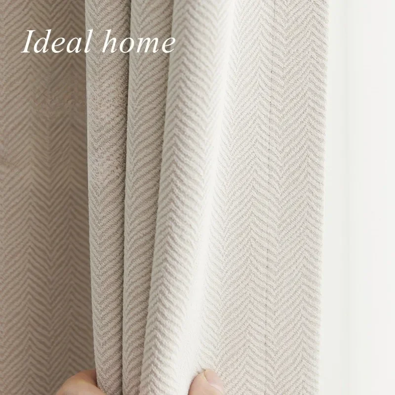 

European Herringbone Pattern Chenille Blackout Curtain Fabric New Style Bedroom and Living Room Light Luxury Style Curtains