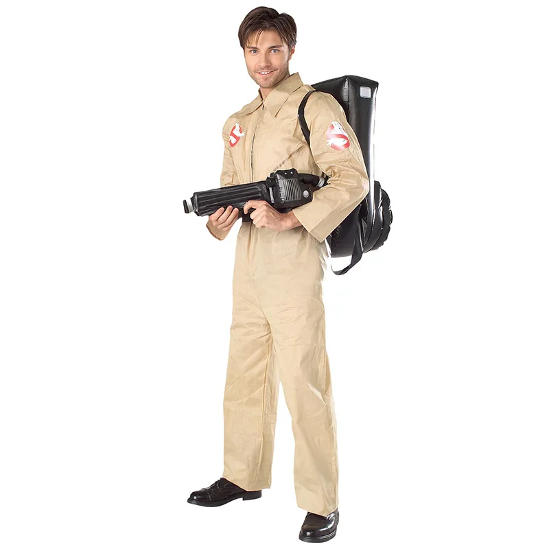 Cosplay Costume Halloween Children Father Ghostbusters Jumpsuit with Bag For Adults and Kids
