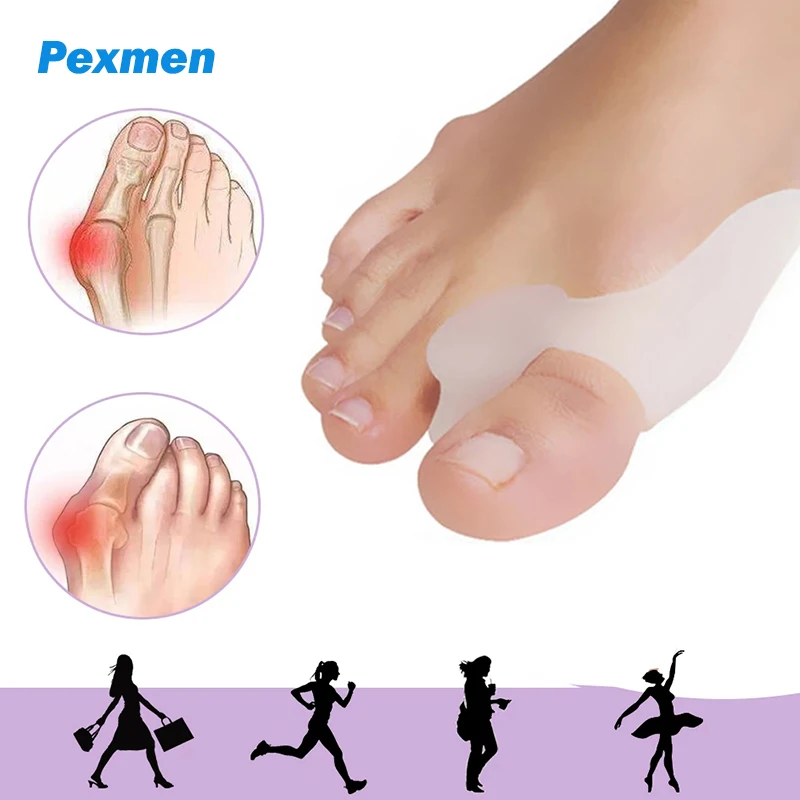 Pexmen 2Pcs Gel Toe Separator Pain Relief Hallux Valgus Straighter Silicone Orthopedic Protector Bunion Corrector