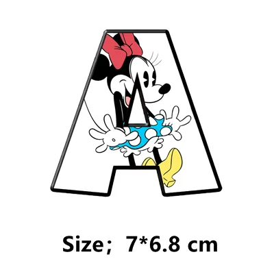 Disney Minnie Mouse 26 letters clothing patches Iron-on transfers for children clothing DIY girls clothes printing heat transfer stickers