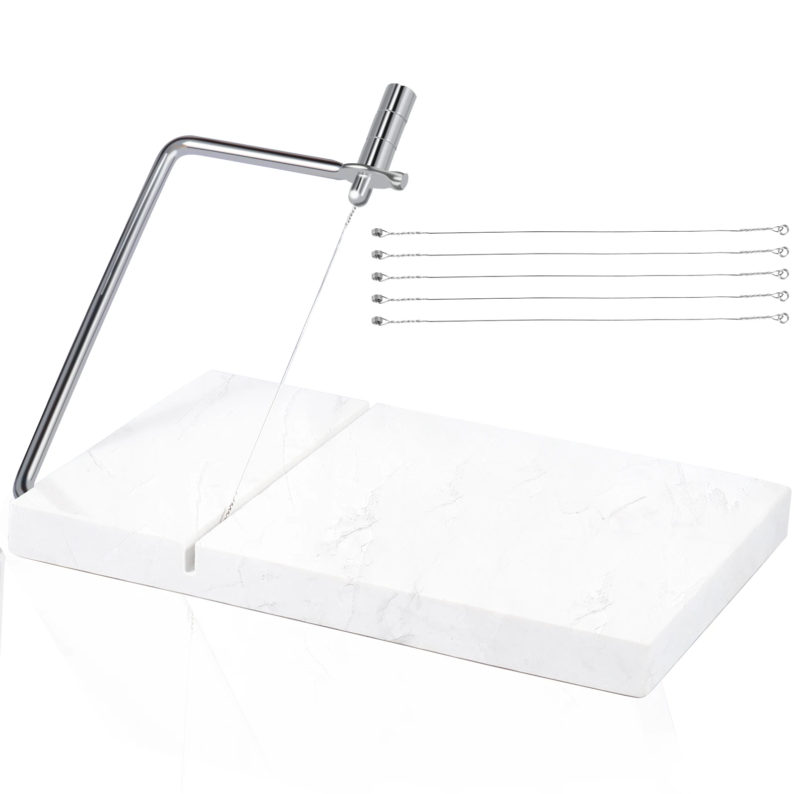 

Cheese Slicer Non-Stick Marble Cheese Cutter with 5 Replacement Wire Non Slip Butter Slicer Multipurpose Effortless to Clean