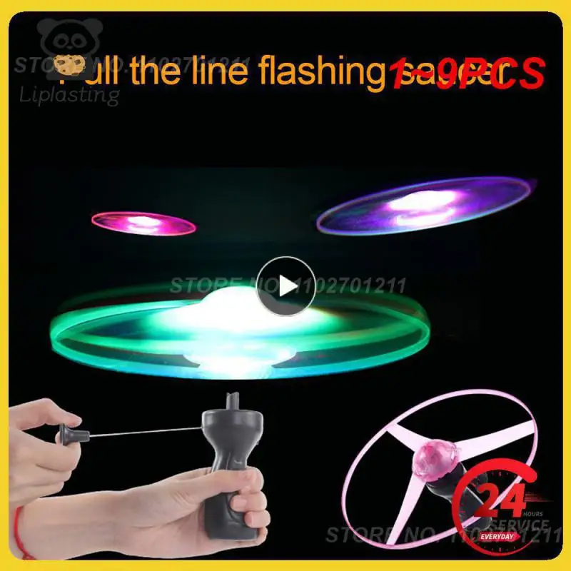 

1~9PCS Flash Pull Line Led Flywheel Hot Fire Wheel Glow Light Up Pull String Glow Helicopter Flying Saucer Flying Glow Baby Gift