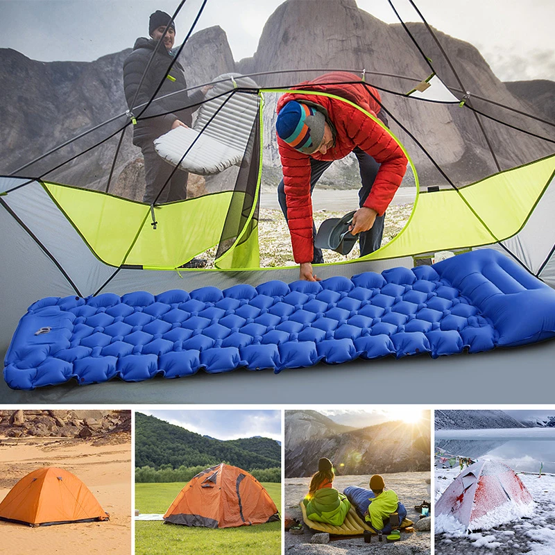 Outdoor Sleeping Pad Camping Inflatable Mattress With Pillow Ultralight