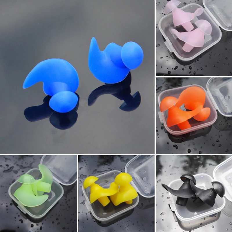 Earplugs Water Sports Swimming Silicone Soft Portable Dust-Proof With Box Diving Waterproof
