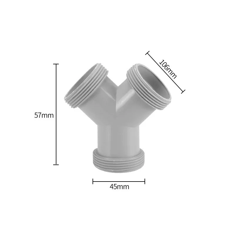 TAODAN Grey Kitchen Sink Drain Adapter - Y-Shaped Flexible Pipe Connector With Gasket For Sink Plumbing