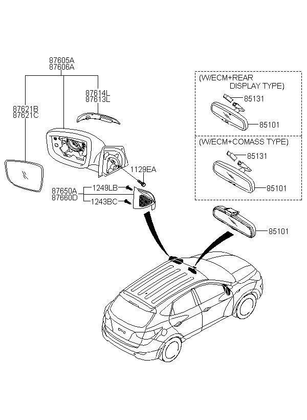 Ruili549  85101-3X100 851013 Kia Forte 인테리어 백미러 용 현대 Elantra IX35 용 X100 인테리어 백미러