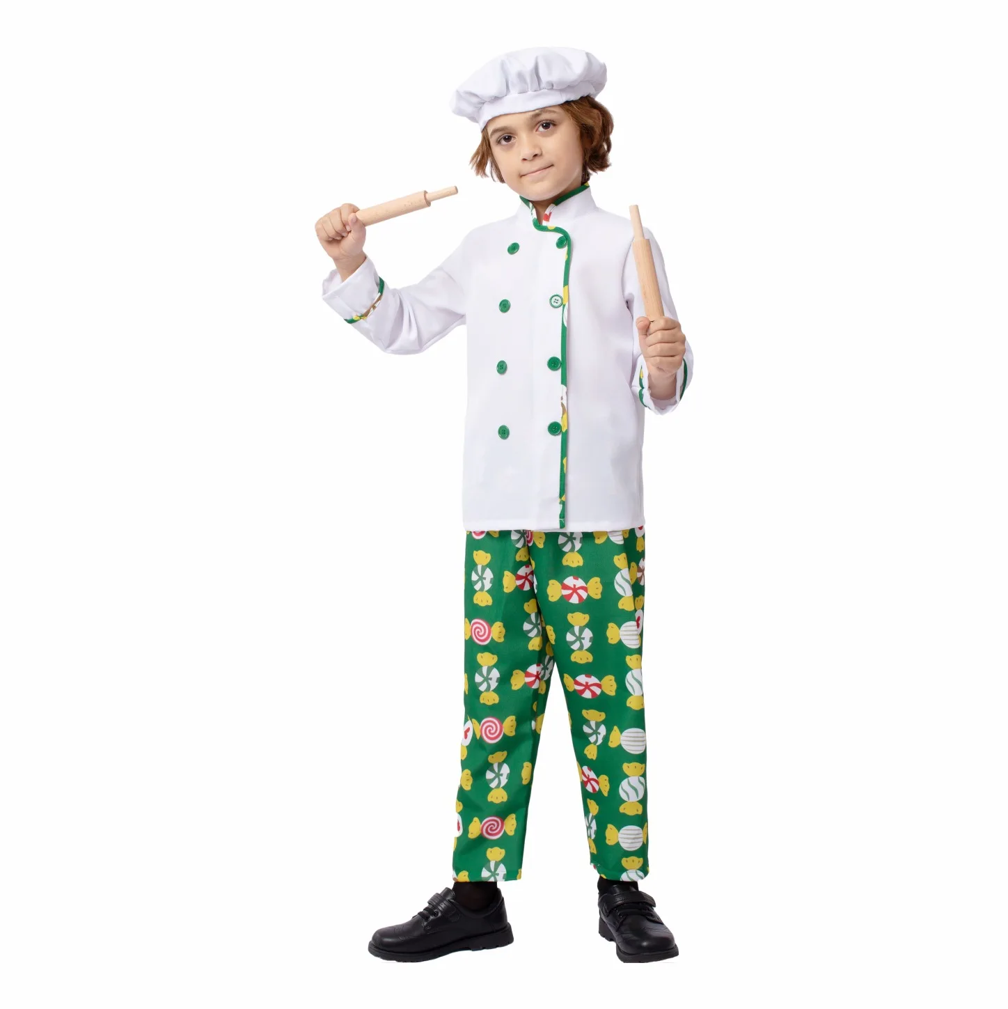 

Детский костюм для косплея на Хэллоуин, детская форма шеф-повара, шапка, Рабочие куртки, детский костюм для сцены в ресторане